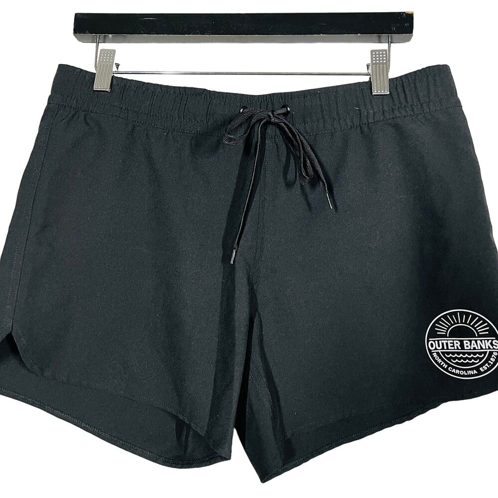Momentum Outer Banks NC Running Shorts Black White Casual Sport - L